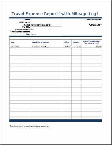 Travel Expense Reimbursement form Template Lovely Travel Expense Report