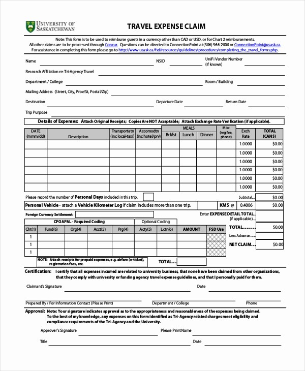Travel Expense Reimbursement form Template New Sample Travel Expense Claim form 11 Free Documents In