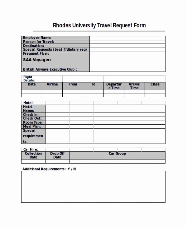 Travel Request form Template Excel Unique 10 Travel Request forms