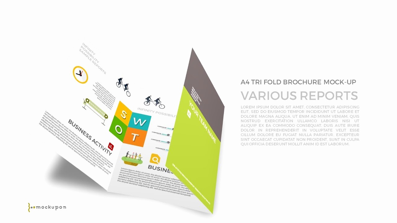 Tri Fold Brochure Template Powerpoint Beautiful Powerpoint A4 Tri Fold Brochure Mockup Templates for Swot