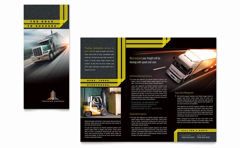 Tri Fold Brochure Template Publisher Luxury Trucking &amp; Transport Tri Fold Brochure Template Word