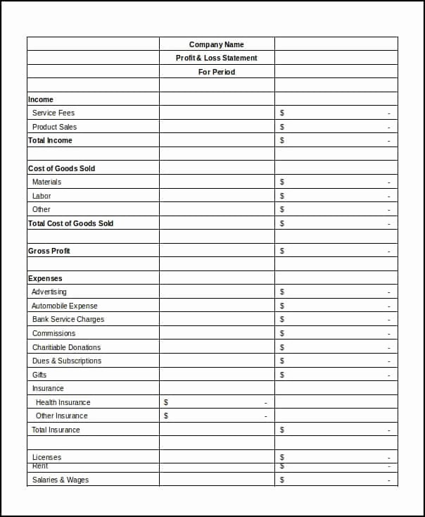 Trucking Profit and Loss Spreadsheet Elegant Profit and Loss Statement Template for Truck Drivers and