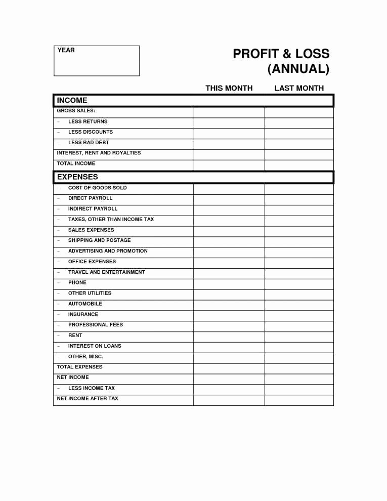 Trucking Profit and Loss Spreadsheet New Free Profit and Loss Template for Self Employed