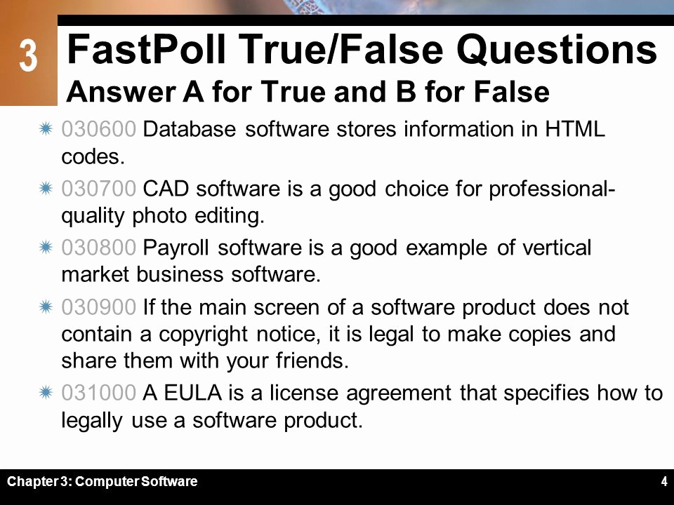 True or False Quiz Maker Best Of Chapter 3 Puter software Ppt