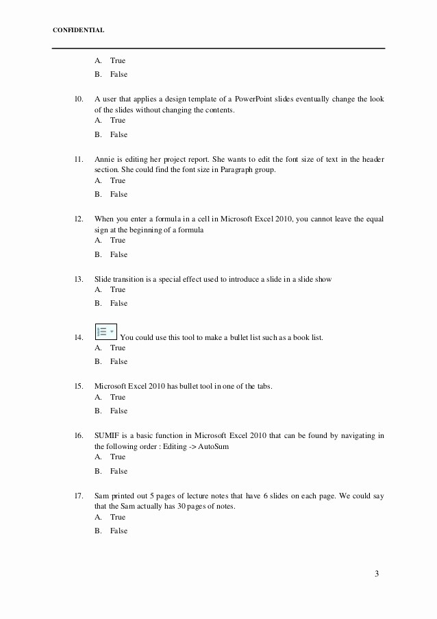 True or False Test Template Unique Exam Question Sample It