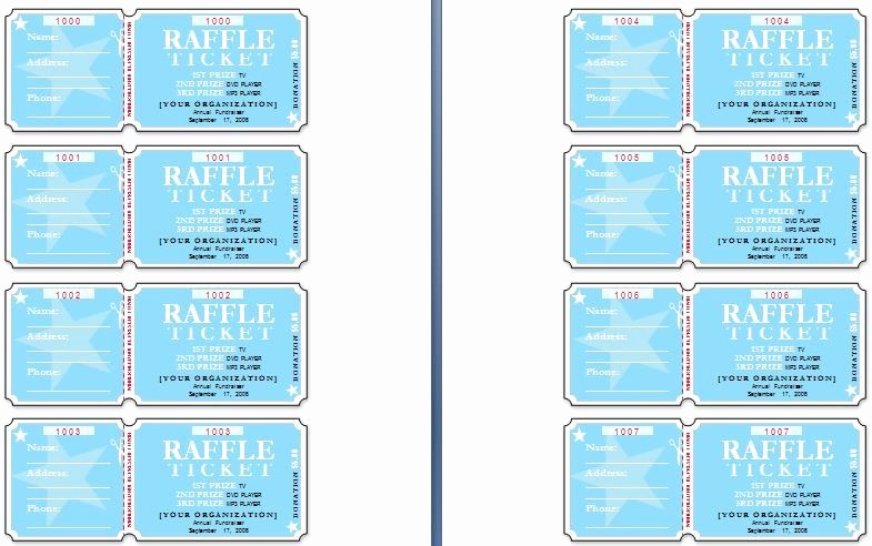 Two Part Raffle Tickets Template Best Of Sample Raffle Tickets the Template Has Six Tickets On A