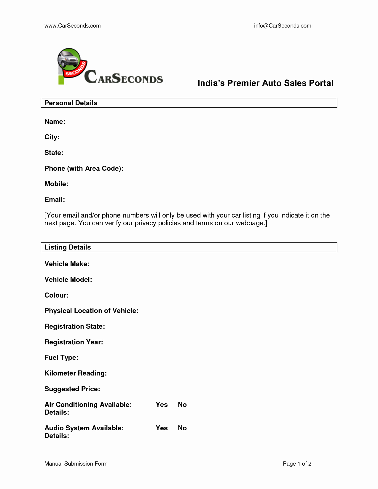 Used Car Sales Receipt Template Awesome 8 Best Of Car Sale Receipt Template Used Car