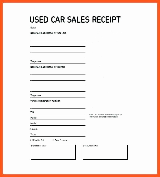 Used Car Sales Receipt Template Best Of Sales Receipt Templates Vehicle Sales Receipt Example
