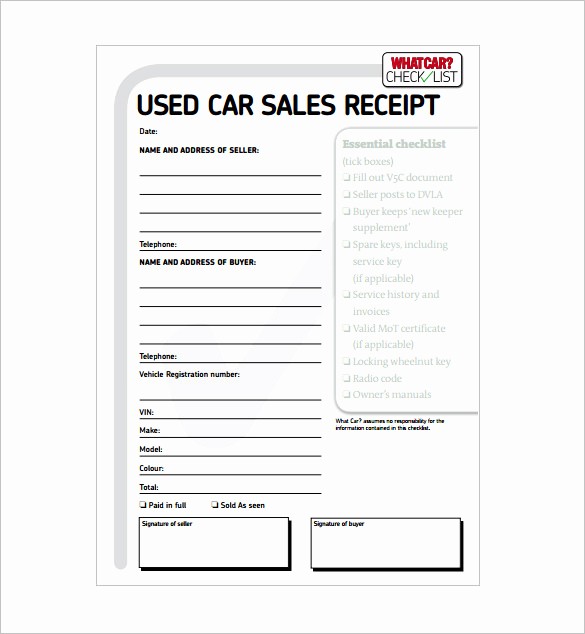 car sale receipt template