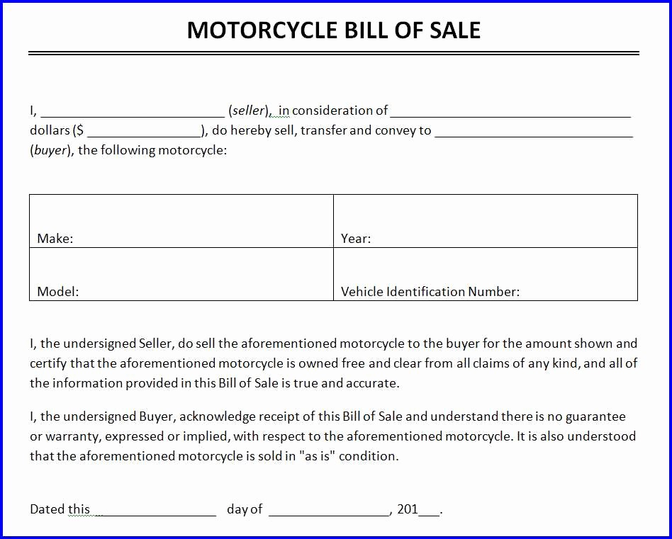 Used Motorcycle Bill Of Sale Awesome Motorcycle Bill Of Sale Template Ms Word Templates Ms