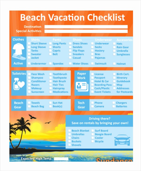 Vacation to Do List Template Luxury Vacation Checklist Template 12 Free Pdf Documents