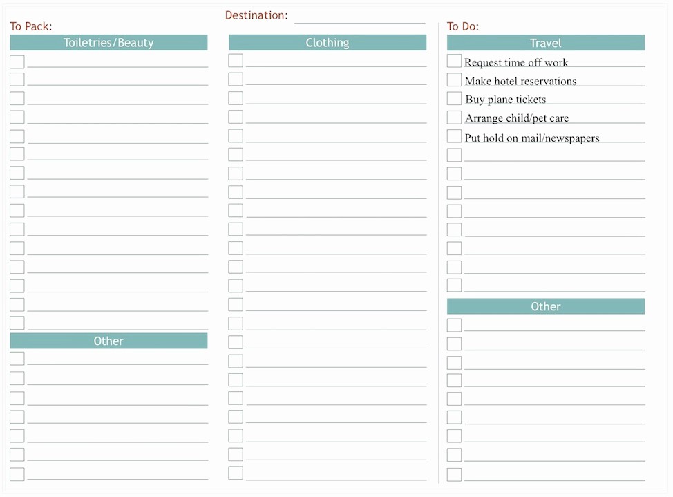 Vacation to Do List Template Unique the Blue Room Travel Plans