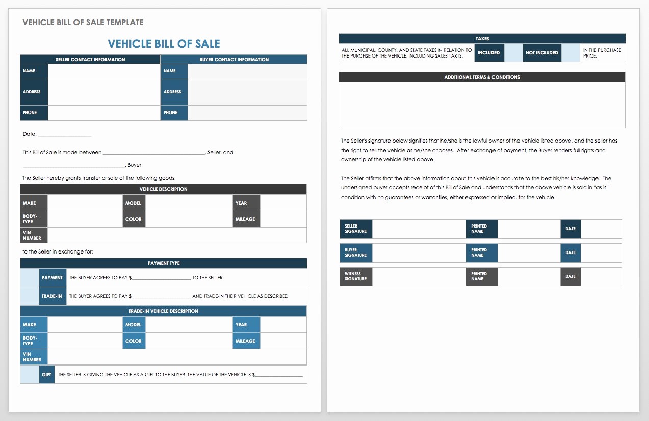 Vehicle Bill Of Sales Template New 15 Free Bill Of Sale Templates