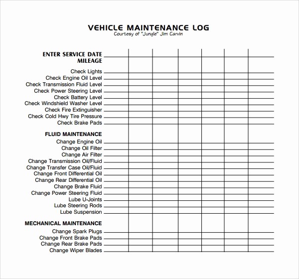 Vehicle Maintenance Log Book Pdf Best Of 10 Maintenance Log Templates to Download