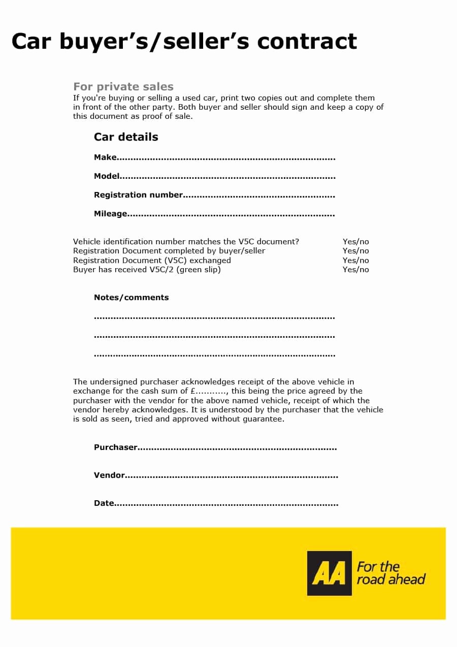Vehicle Sale Agreement with Payments Unique 42 Printable Vehicle Purchase Agreement Templates