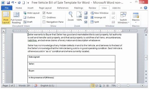 Vehicle sold as is Template Fresh Free Vehicle Bill Sale Template for Word
