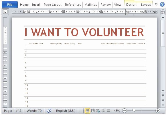 Volunteer Sign Up form Template Awesome Volunteer Sign Up Sheet Template for Word