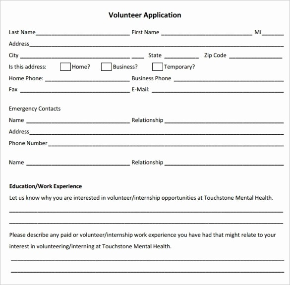 Volunteer Sign Up form Template Lovely Volunteer Application Templates Word Excel Samples