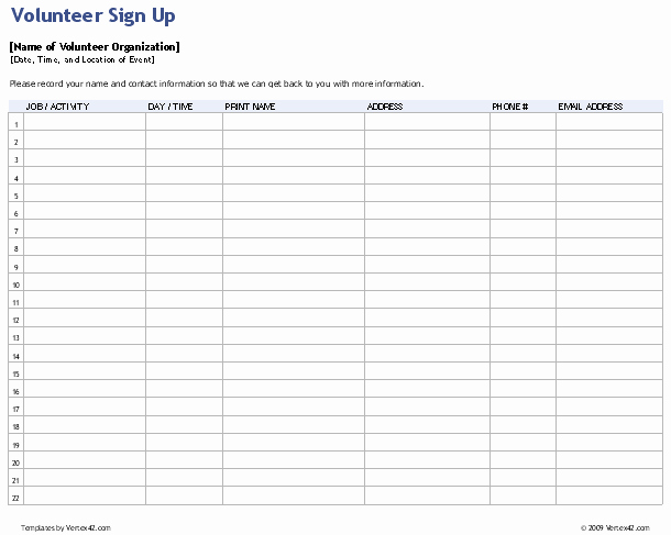Volunteer Sign Up Sheet Printable Elegant Sign Up Sheets Potluck Sign Up Sheet