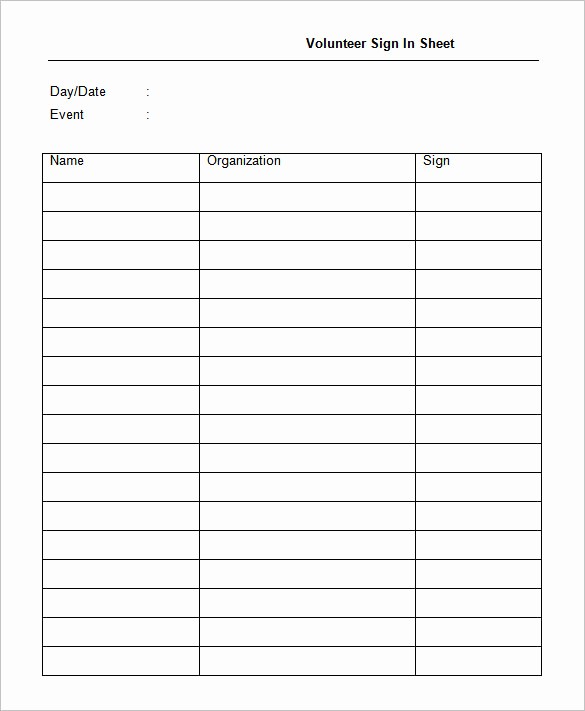 Volunteer Sign Up Sheet Printable Fresh 75 Sign In Sheet Templates Doc Pdf