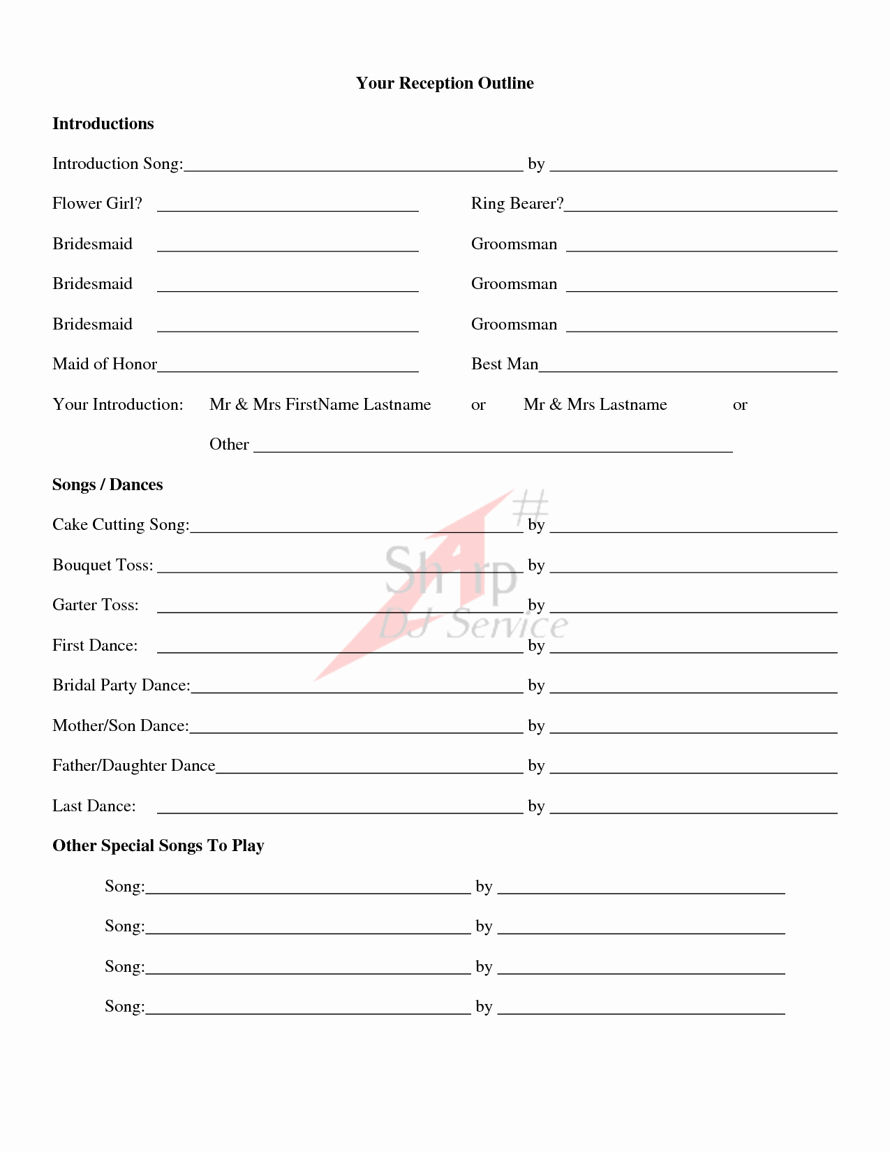 Wedding Ceremony song List Template Inspirational Wedding Ceremony Outline Examples