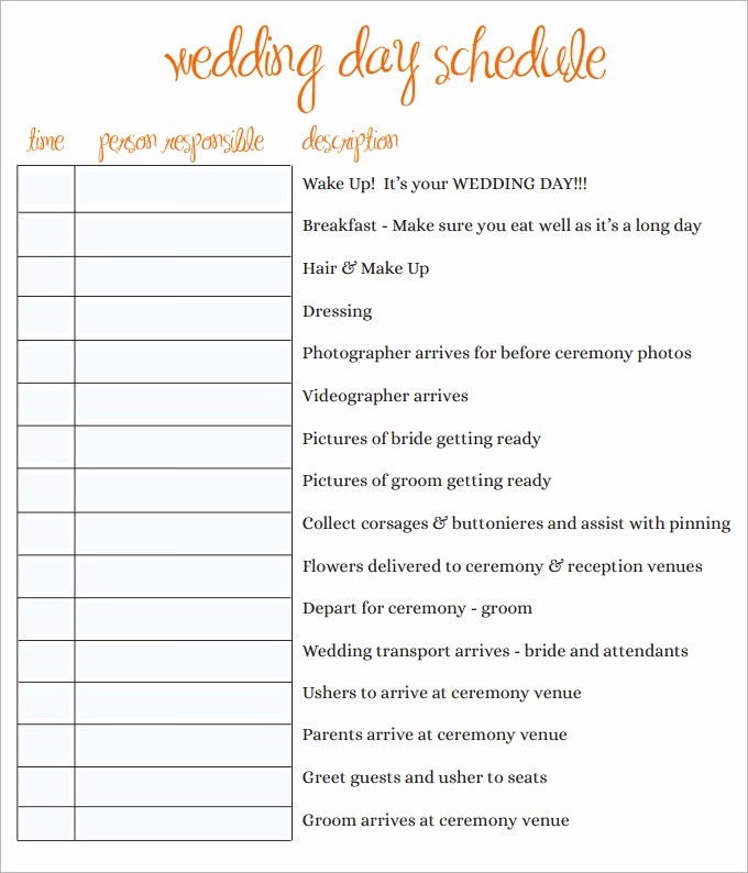 Wedding Day Timeline Template Free Fresh Wedding Schedule Templates – 29 Free Word Excel Pdf