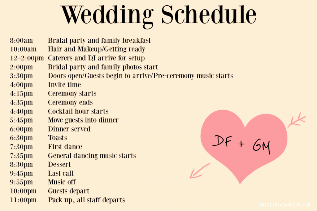 Wedding Day Timeline Template Free Lovely Wedding Day Timeline Template