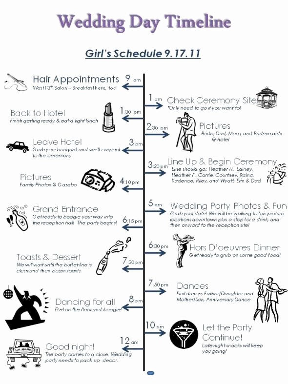 Wedding Day Timeline Template Free Unique Wedding Day Timeline Template