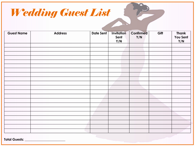 Wedding Guest List Print Out Beautiful Free Wedding Guest List Templates for Word and Excel