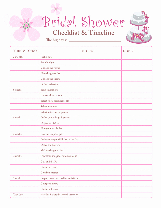 Wedding Guest List Print Out Inspirational Bridal Shower Planning Checklist Free Printable Coloring