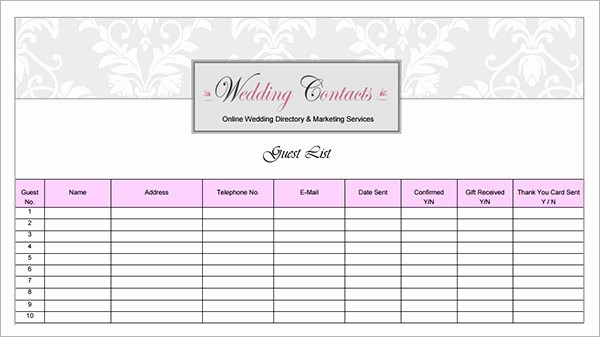 Wedding Guest List Printable Template Awesome 17 Wedding Guest List Templates – Pdf Word Excel