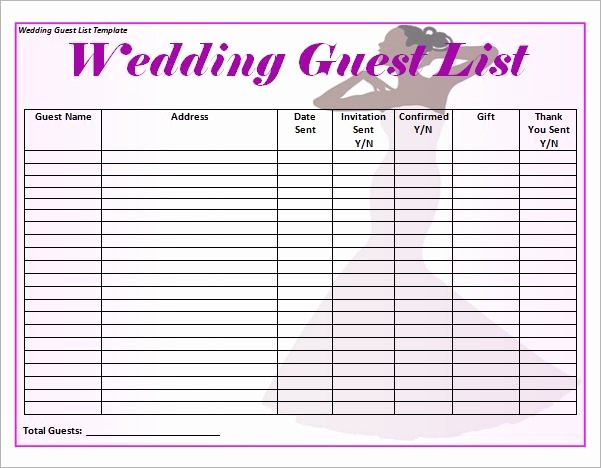 Wedding Guest List Printable Template Awesome Blank Wedding Guest List Template Word