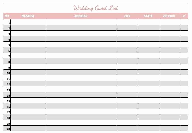 Wedding Guest List Printable Template Beautiful 8 Wedding Guest List Templates Word Excel Pdf formats