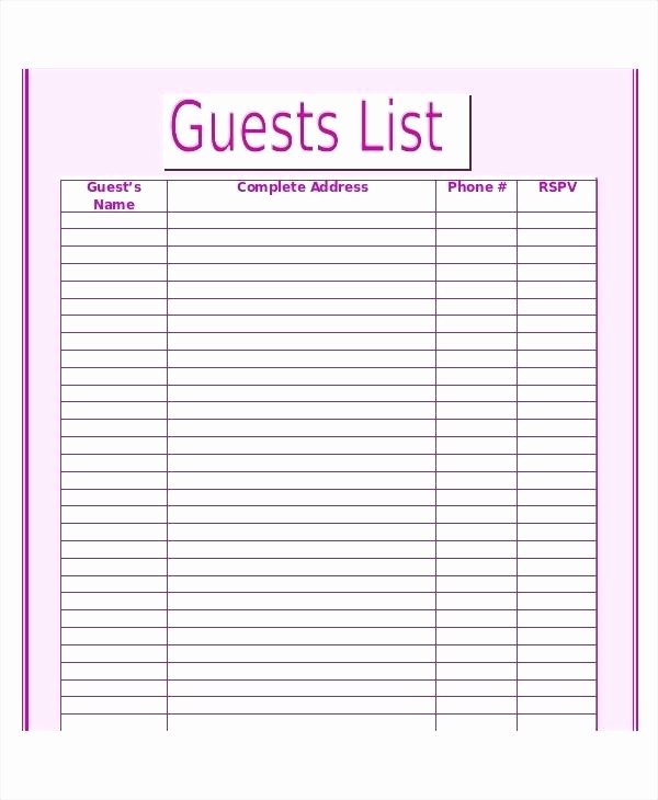 Wedding Guest List Printable Template Beautiful Wedding Guest List organizer Printable Editable Template