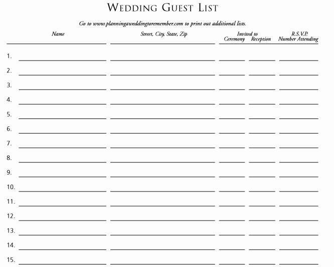 Wedding Guest List Printable Template Best Of 30 Free Wedding Guest List Templates Templatehub