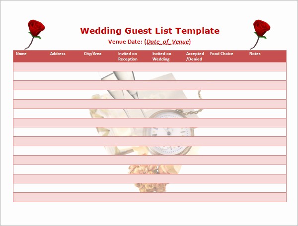 Wedding Guest List Printable Template Inspirational 17 Wedding Guest List Templates – Pdf Word Excel