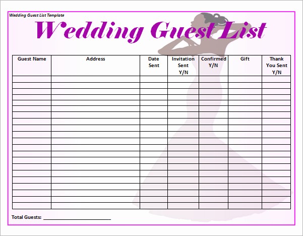 Wedding Guest List Printable Template Lovely 17 Wedding Guest List Templates – Pdf Word Excel