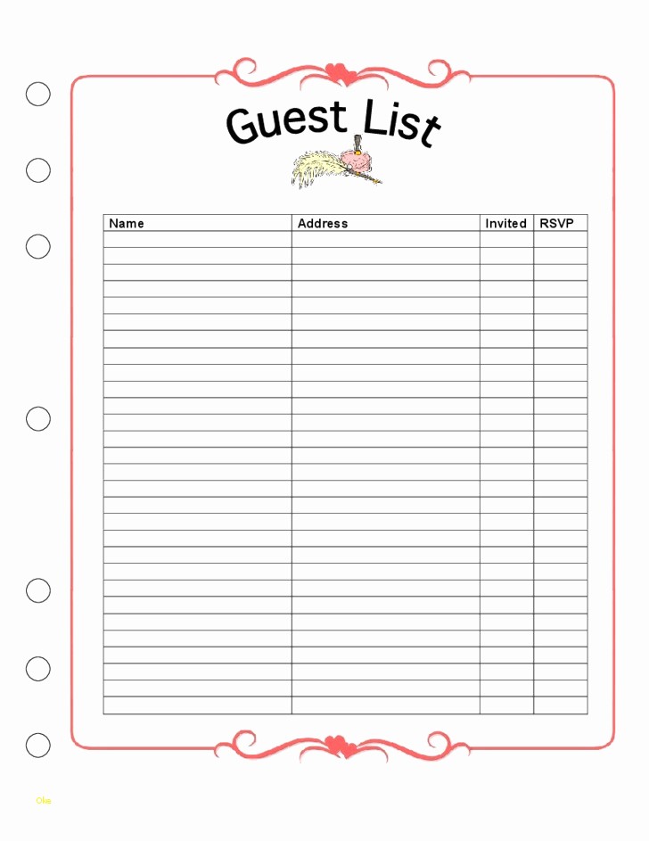Wedding Guest List Printable Template Lovely Awesome Printable Wedding Guest List Template