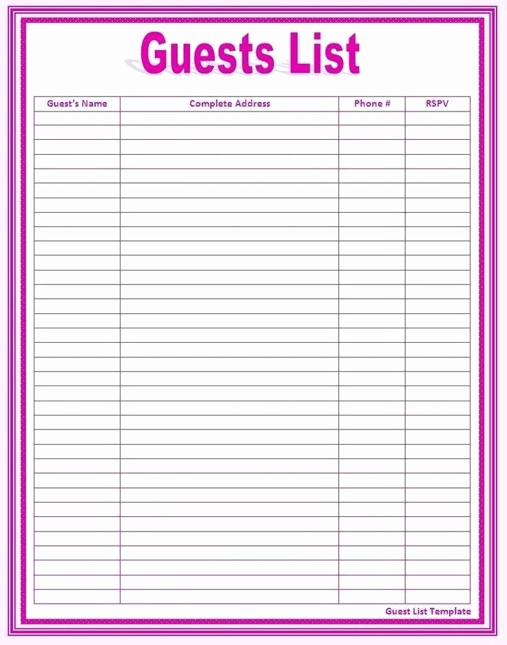 Wedding Guest List Printable Template Lovely Wedding Guest List Template Pdf Invitation – Ecosolidario