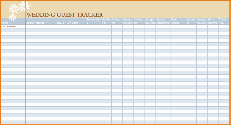 Wedding Guest List Spreadsheet Excel Awesome 3 Wedding Guest List Spreadsheet