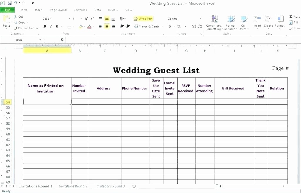Wedding Guest List Spreadsheet Excel Awesome Wedding Guest List organizer Printable Excel Template Pdf