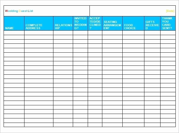 Wedding Guest List Spreadsheet Excel Awesome Wedding Guest List Template Excel Download Sample 8