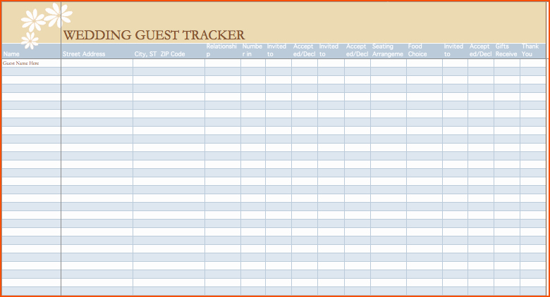 Wedding Guest List Spreadsheet Excel Beautiful 6 Wedding Guest List Template Excel Bookletemplate