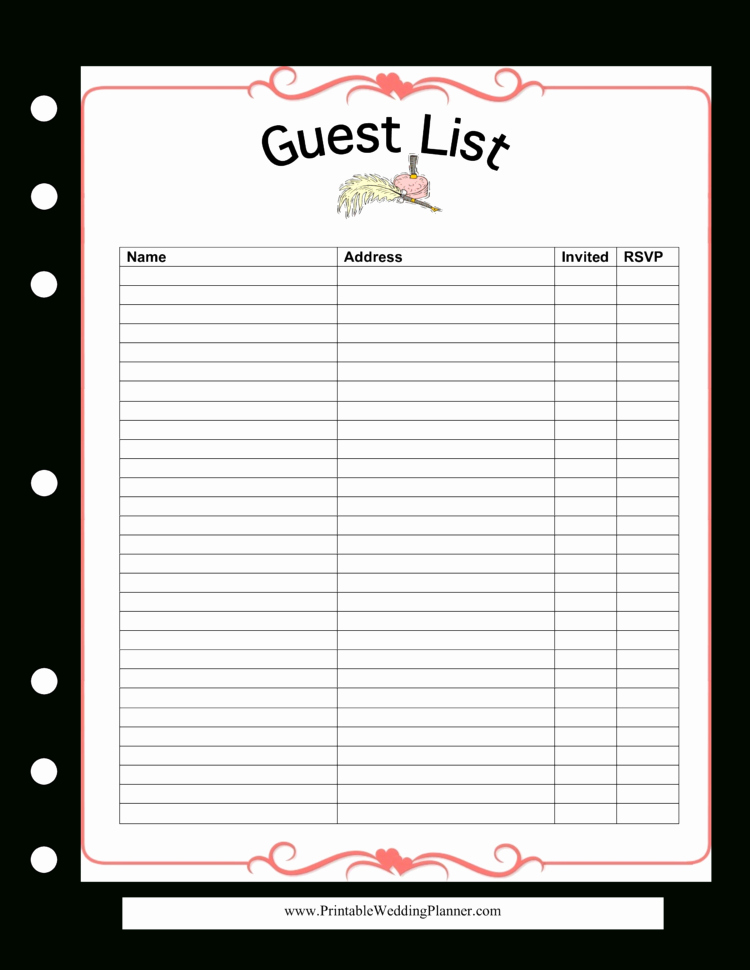Wedding Guest List Spreadsheet Excel Elegant Free Wedding Guest List Spreadsheet