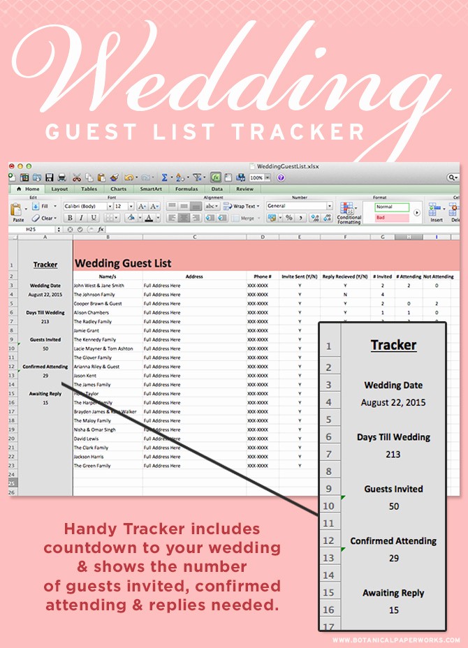 Wedding Guest List Spreadsheet Excel Luxury Freebie Wedding Guest List Tracker Blog