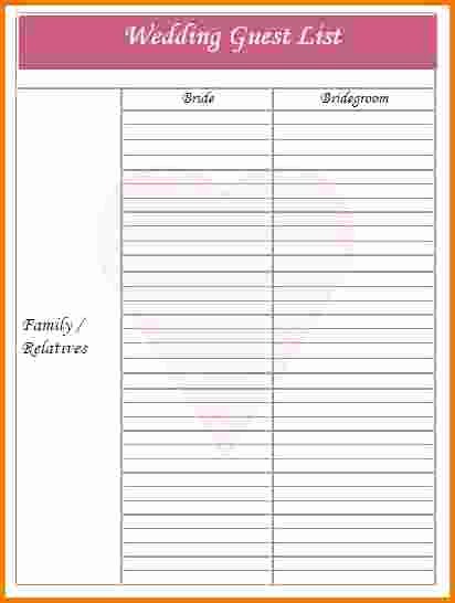 4 printable wedding guest list template