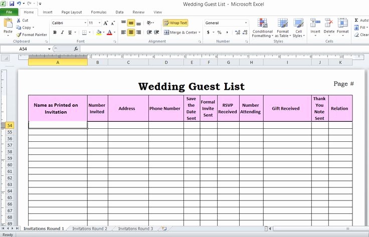 Wedding Guest List Spreadsheet Template Inspirational Wedding Guest List Spreadsheet the Knot