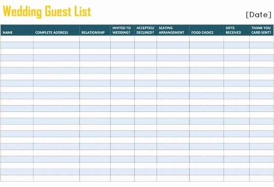 Wedding Guest List Worksheet Printable Awesome to Free Printable Wedding Guest List Template for Word and