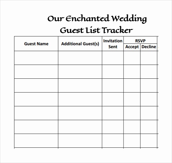 Wedding Guest List Worksheet Printable Lovely Printable Wedding Guest List