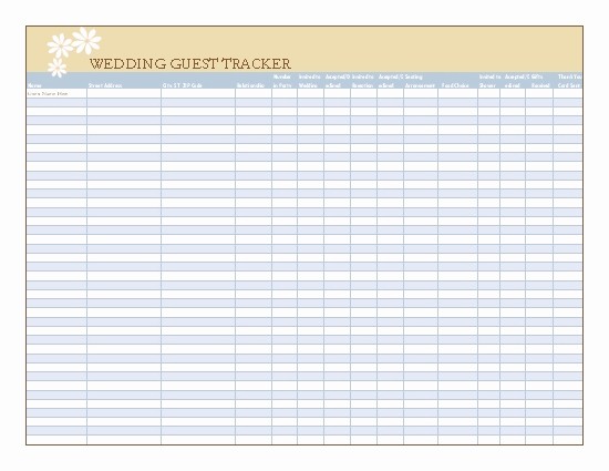 Wedding Guest List Worksheet Printable Luxury Wedding Guest List Template Excel